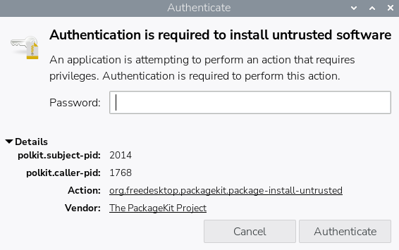 The Raspberry Pi asks for its password before installing OpenWater